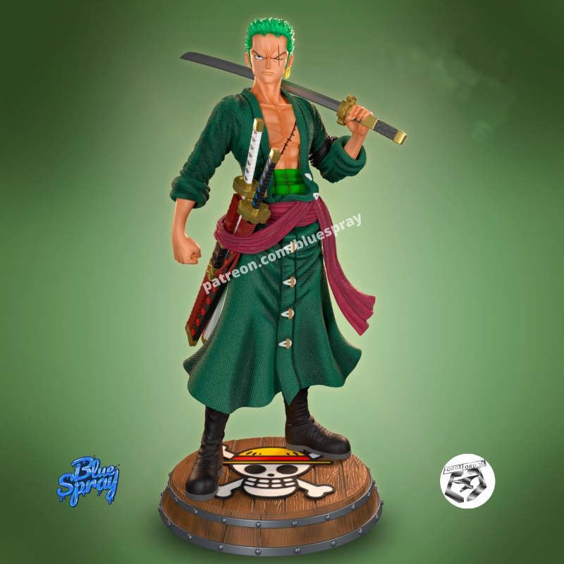 Zoro Roronoa-Blue-Spray--figurines-fantasy-tabletop-RPG-3D-miniatures