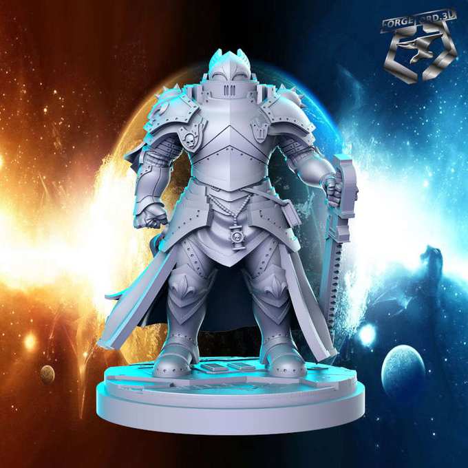 Gray Knight-statue-75mm-RN-Estudio-figurines-fantasy-tabletop-RPG-3D-miniatures
