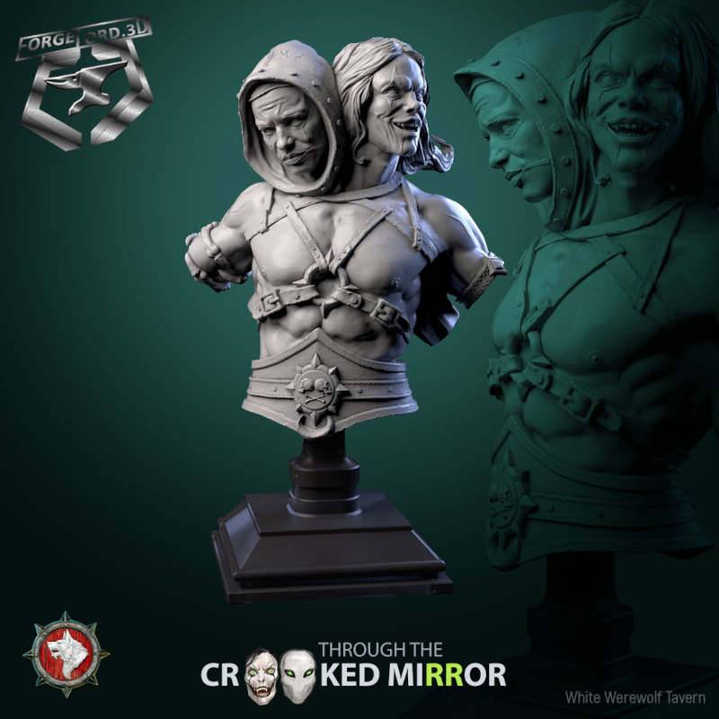 Eldrim & Drelmar-bust-75mm-figurines-fantasy-tabletop-RPG-3D-miniatures-white-werewolf-tavern