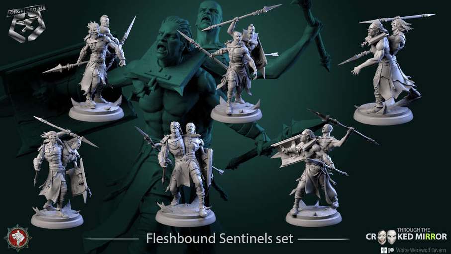 Fleshbound Sentinels-set-32mm-figurines-fantasy-tabletop-RPG-3D-miniatures-white-werewolf-tavern