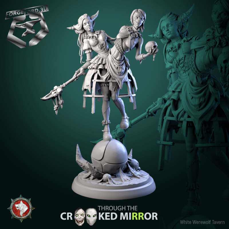 Gorebound Twins-statue-75mm-figurines-fantasy-tabletop-RPG-3D-miniatures-white-werewolf-tavern