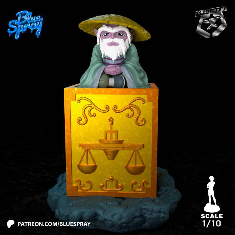 Old Master Dohko-Blue-Spray--figurines-fantasy-tabletop-RPG-3D-miniatures