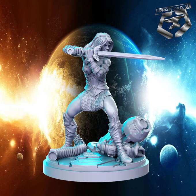 Queen Maeve-statue-75mm-RN-Estudio-figurines-fantasy-tabletop-RPG-3D-miniatures