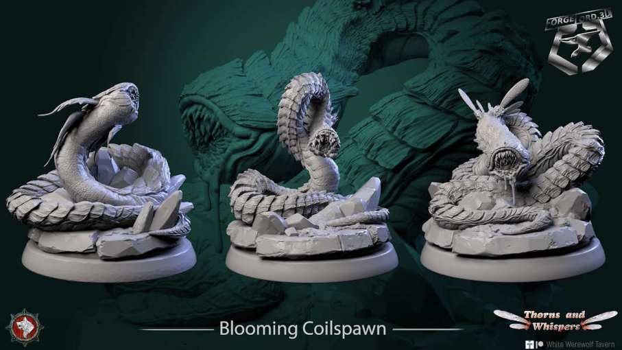 Blooming Coilspawn-set-32mm-figurines-fantasy-tabletop-RPG-3D-miniatures-white-werewolf-tavern