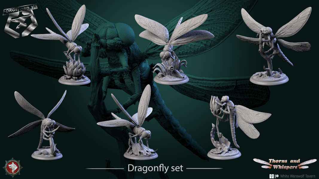Dragonfly-set-32mm-figurines-fantasy-tabletop-RPG-3D-miniatures-white-werewolf-tavern