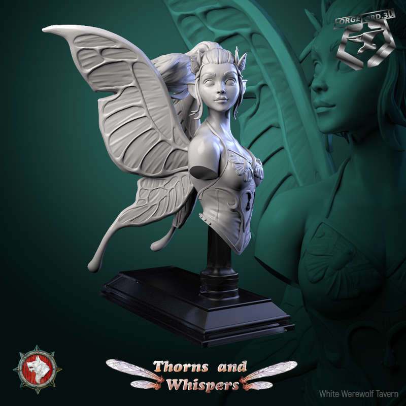 Glimmer Guardian-bust-75mm-figurines-fantasy-tabletop-RPG-3D-miniatures-white-werewolf-tavern
