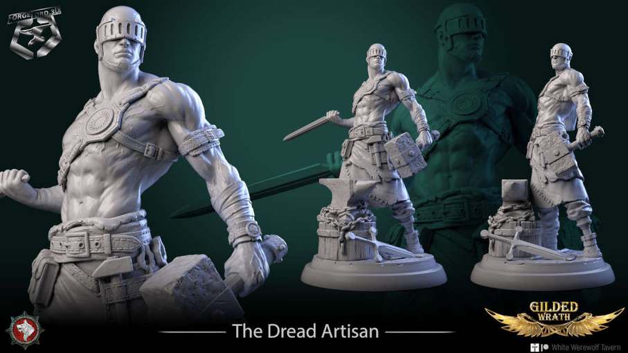 The Dread Artisan-statue-75mm-figurines-fantasy-tabletop-RPG-3D-miniatures-white-werewolf-tavern