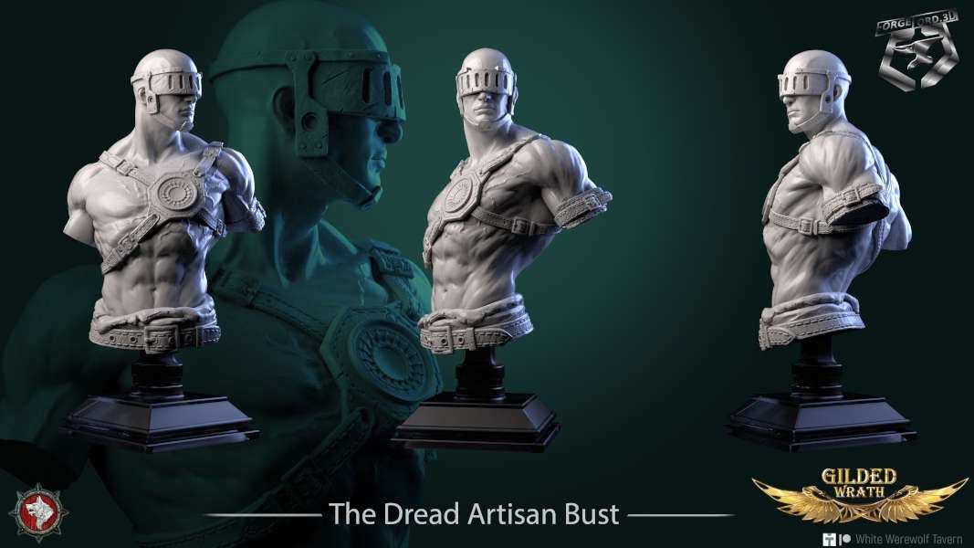 The Dread Artisan-bust-75mm-figurines-fantasy-tabletop-RPG-3D-miniatures-white-werewolf-tavern