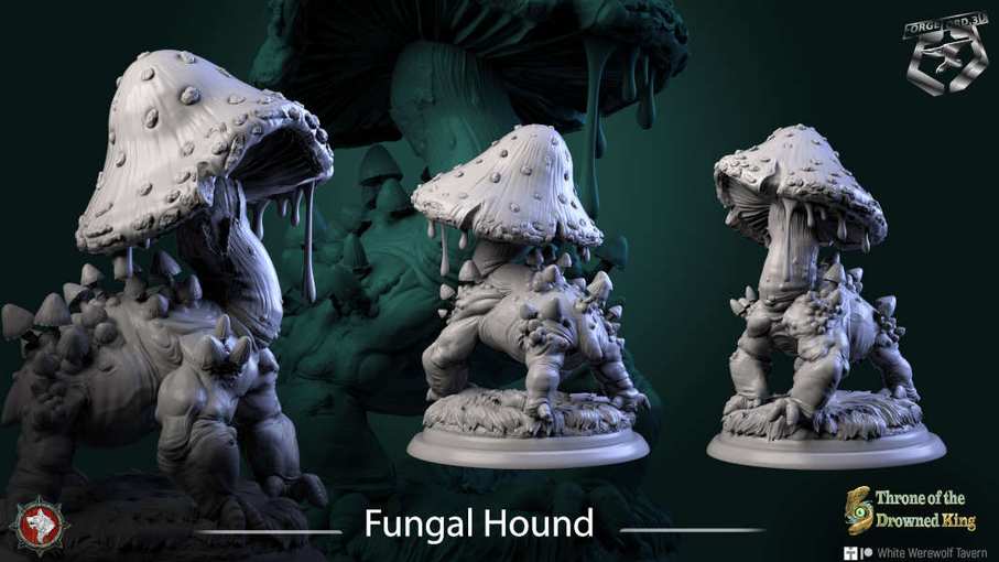 Fungal Hound-32mm-figurines-fantasy-tabletop-RPG-3D-miniatures-white-werewolf-tavern