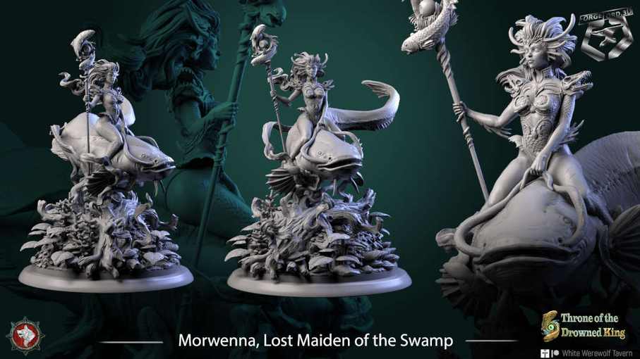 Morwenna, Lost Maiden of the Swamp-statue-75mm-figurines-fantasy-tabletop-RPG-3D-miniatures-white-werewolf-tavern