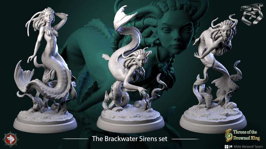 The Brackwater Sirens-set-32mm-figurines-fantasy-tabletop-RPG-3D-miniatures-white-werewolf-tavern