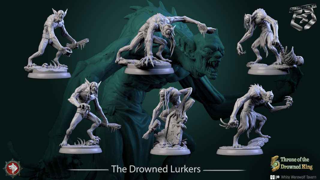 The Drowned Lurkers-set-32mm-figurines-fantasy-tabletop-RPG-3D-miniatures-white-werewolf-tavern