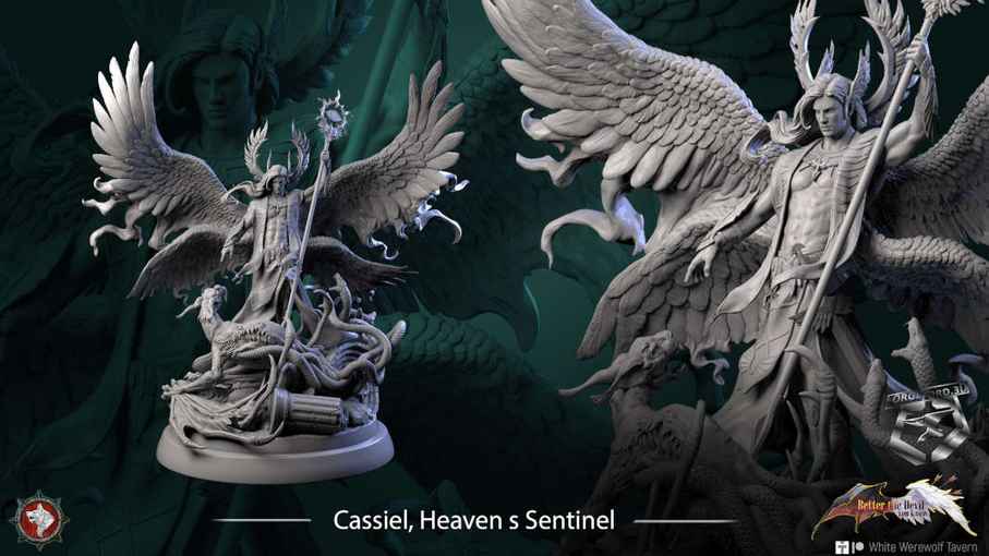 Cassiel, Heaven_s Sentinel-statue-75mm-figurines-fantasy-tabletop-RPG-3D-miniatures-white-werewolf-tavern