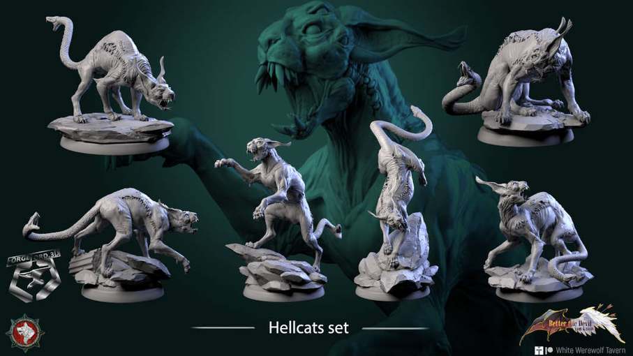 Hellcats-set-32mm-figurines-fantasy-tabletop-RPG-3D-miniatures-white-werewolf-tavern