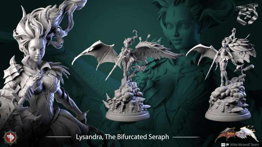 Lysandra,_The_Bifurcated_Seraph-statue-75mm-figurines-fantasy-tabletop-RPG-3D-miniatures-white-werewolf-tavern