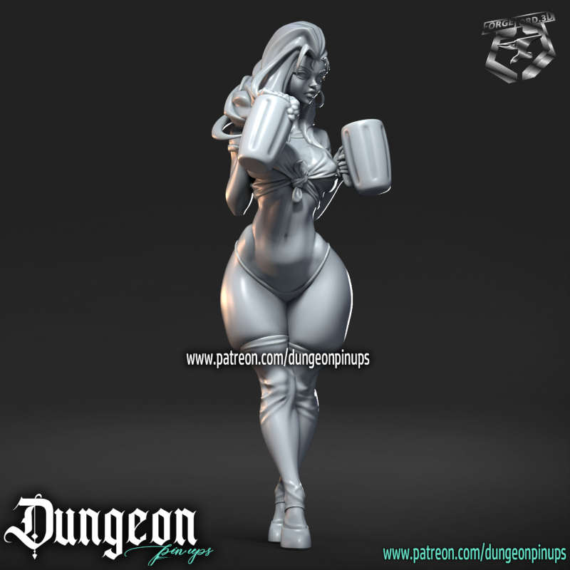 Octoberfest Beermaid dressed-statue-75mm-RN-Estudio-figurines-fantasy-tabletop-RPG-3D-miniatures