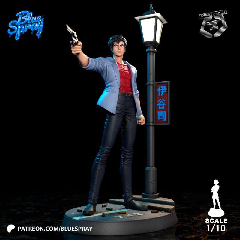 Ryo Saeba-Blue-Spray--figurines-fantasy-tabletop-RPG-3D-miniatures