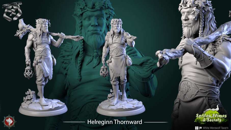 Helreginn Thornward-statue-75mm-figurines-fantasy-tabletop-RPG-3D-miniatures-white-werewolf-tavern