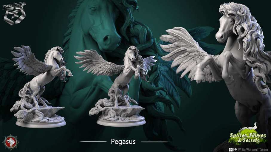 Pegasus-statue-75mm-figurines-fantasy-tabletop-RPG-3D-miniatures-white-werewolf-tavern