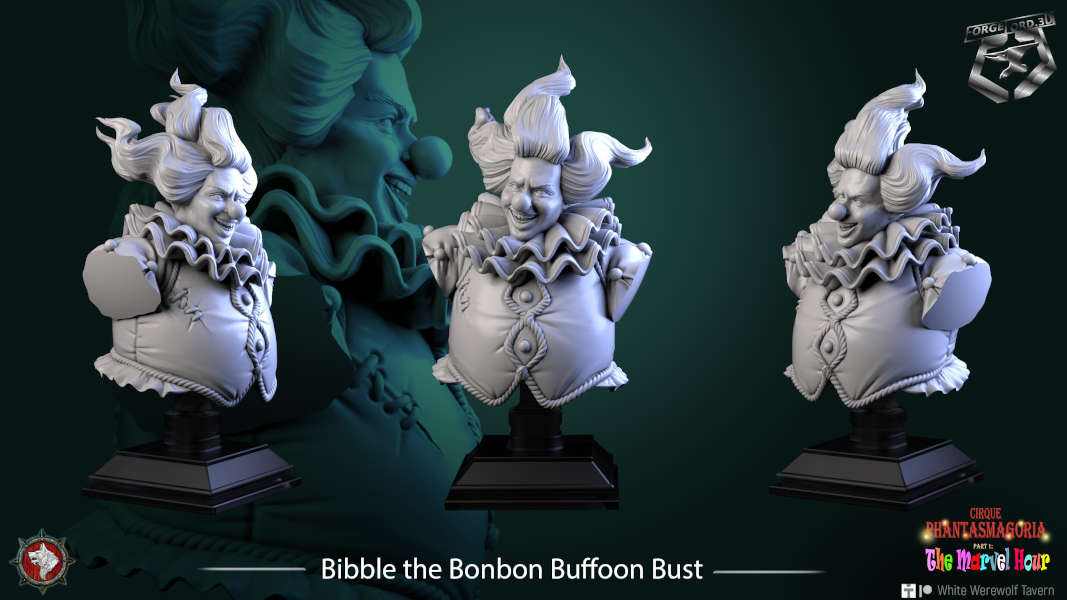 Bibble the Bonbon Buffoon-bust-75mm-figurines-fantasy-tabletop-RPG-3D-miniatures-white-werewolf-tavern