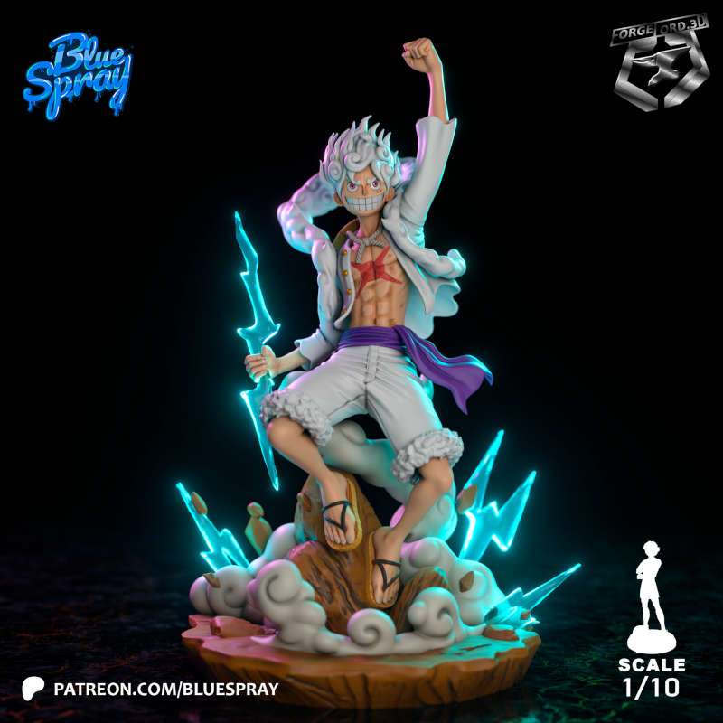 Luffy Gear5-Blue-Spray--figurines-fantasy-tabletop-RPG-3D-miniatures