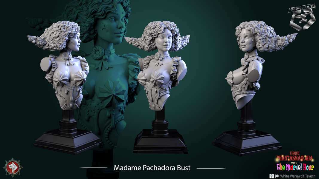 Madame Pachadora-bust-75mm-figurines-fantasy-tabletop-RPG-3D-miniatures-white-werewolf-tavern