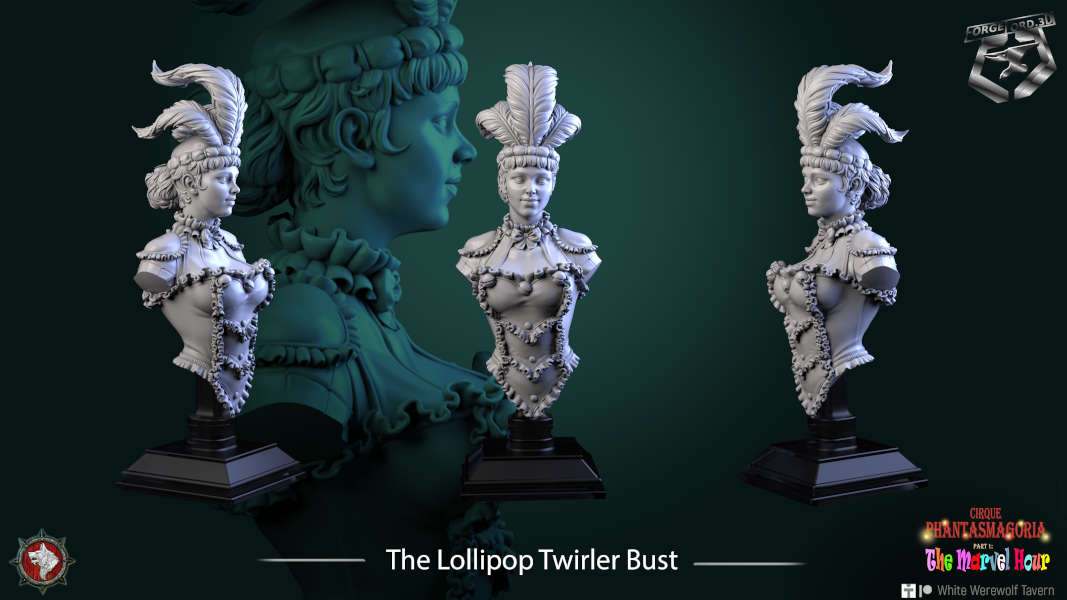 The Lollipop Twirler-bust-75mm-figurines-fantasy-tabletop-RPG-3D-miniatures-white-werewolf-tavern