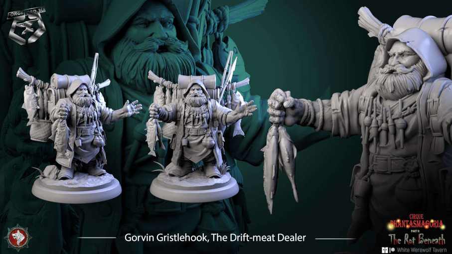 Gorvin Gristlehook, The Drift-meat Dealer-statue-75mm-figurines-fantasy-tabletop-RPG-3D-miniatures-white-werewolf-tavern