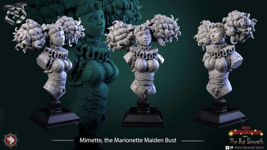 Mimette, the Marionette Maiden-bust-75mm-figurines-fantasy-tabletop-RPG-3D-miniatures-white-werewolf-tavern