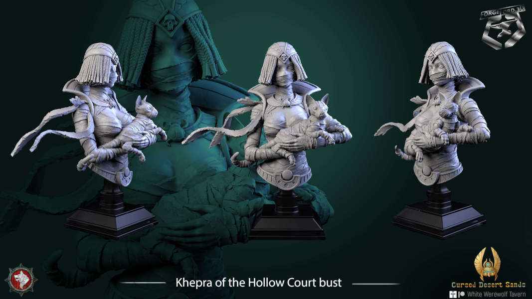 Khepra of the Hollow Court-bust-75mm-figurines-fantasy-tabletop-RPG-3D-miniatures-white-werewolf-tavern