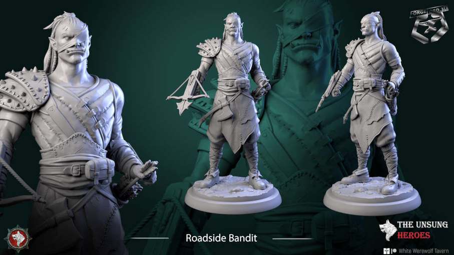Roadside Bandit-statue-75mm-figurines-fantasy-tabletop-RPG-3D-miniatures-white-werewolf-tavern