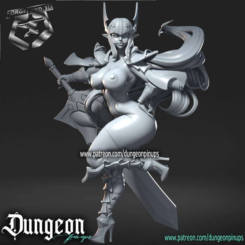 Eryndra Ironleaf nude-statue-75mm-RN-Estudio-figurines-fantasy-tabletop-RPG-3D-miniatures
