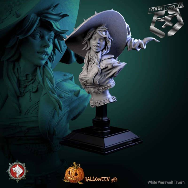 Nitsa Riot-bust-75mm-figurines-fantasy-tabletop-RPG-3D-miniatures-white-werewolf-tavern