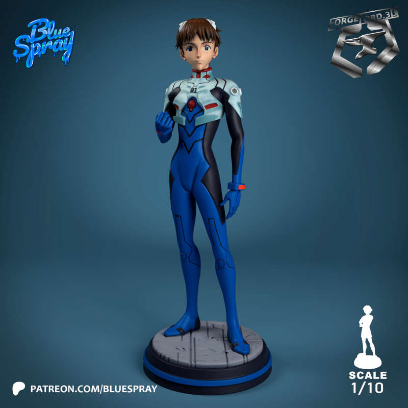 Shinji Ikari-Blue-Spray--figurines-fantasy-tabletop-RPG-3D-miniatures