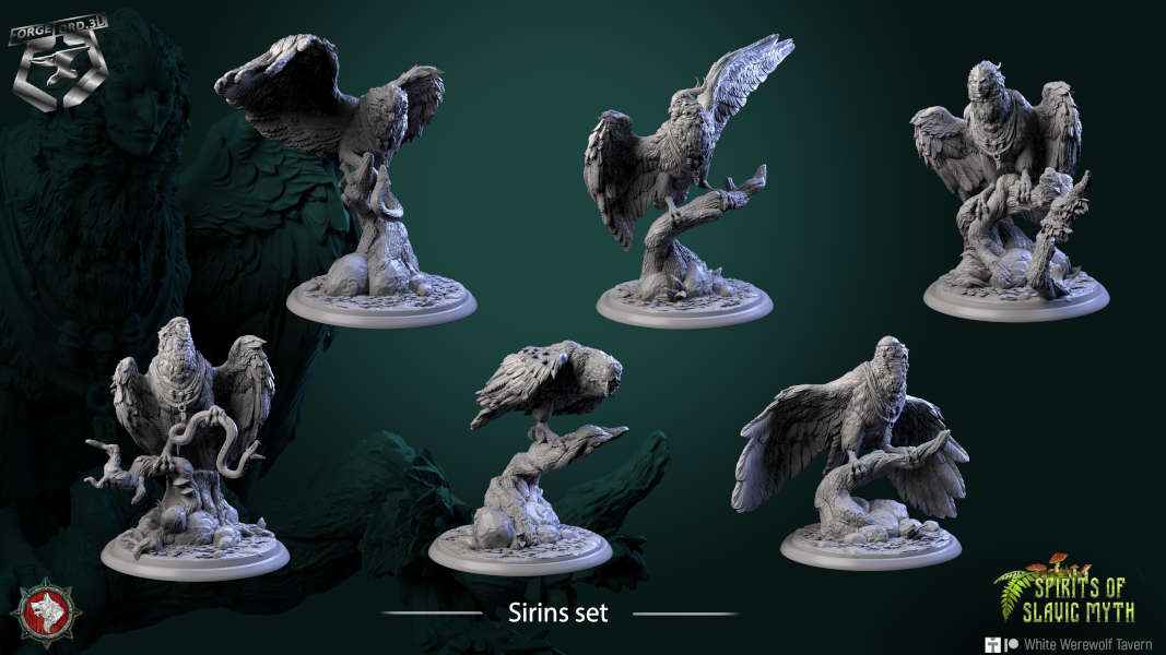 Sirins-set-32mm-figurines-fantasy-tabletop-RPG-3D-miniatures-white-werewolf-tavern