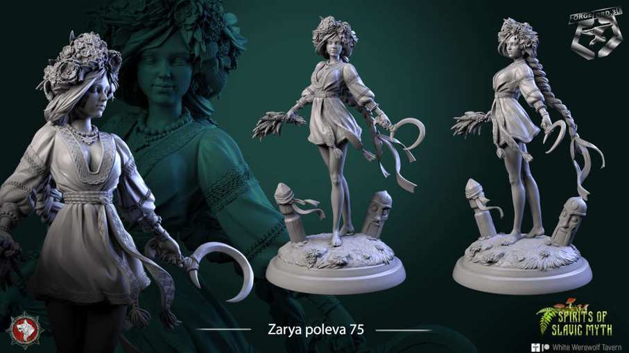 Zarya poleva-statue-75mm-figurines-fantasy-tabletop-RPG-3D-miniatures-white-werewolf-tavern