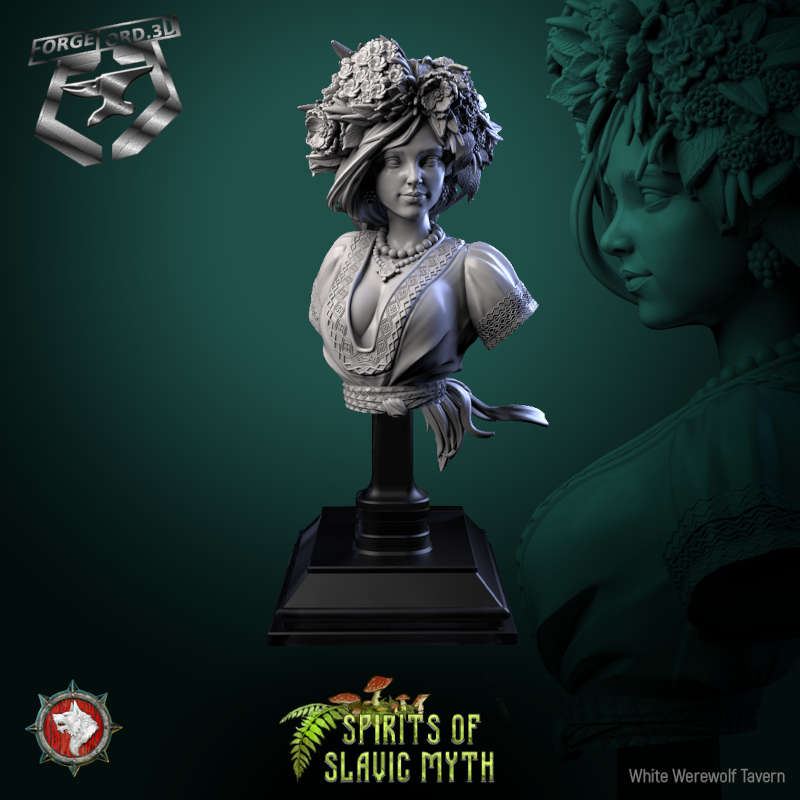 Zarya poleva-bust-75mm-figurines-fantasy-tabletop-RPG-3D-miniatures-white-werewolf-tavern