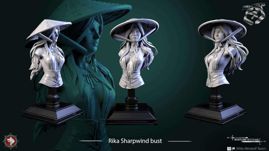 Rika Sharpwind-bust-75mm-figurines-fantasy-tabletop-RPG-3D-miniatures-white-werewolf-tavern