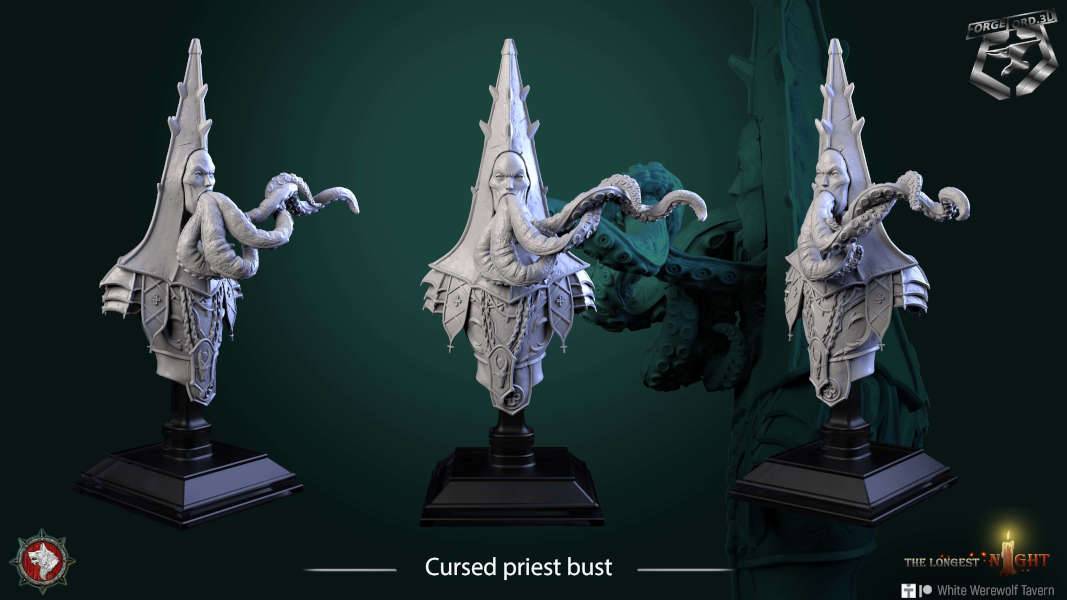 Cursed priest-bust-75mm-figurines-fantasy-tabletop-RPG-3D-miniatures-white-werewolf-tavern
