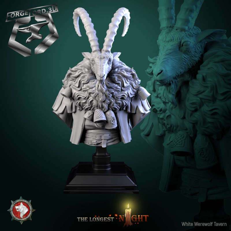 Goatman-bust-75mm-figurines-fantasy-tabletop-RPG-3D-miniatures-white-werewolf-tavern