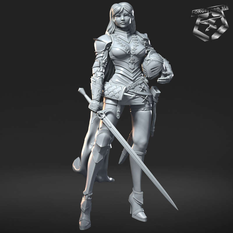 Keira Royal Knight-statue-75mm-RN-Estudio-figurines-fantasy-tabletop-RPG-3D-miniatures