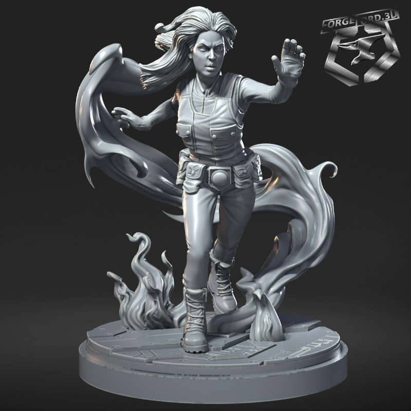 Liz Sherman-statue-75mm-RN-Estudio-figurines-fantasy-tabletop-RPG-3D-miniatures