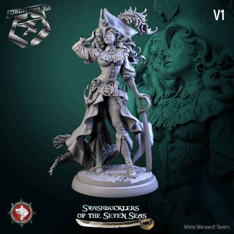 Elisa Stormbreaker-statue-75mm-figurines-fantasy-tabletop-RPG-3D-miniatures-white-werewolf-tavern