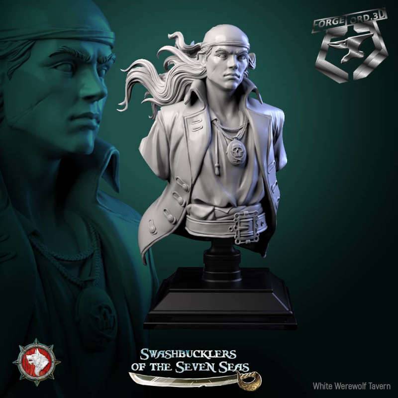Pirate Deckhand-bust-75mm-figurines-fantasy-tabletop-RPG-3D-miniatures-white-werewolf-tavern