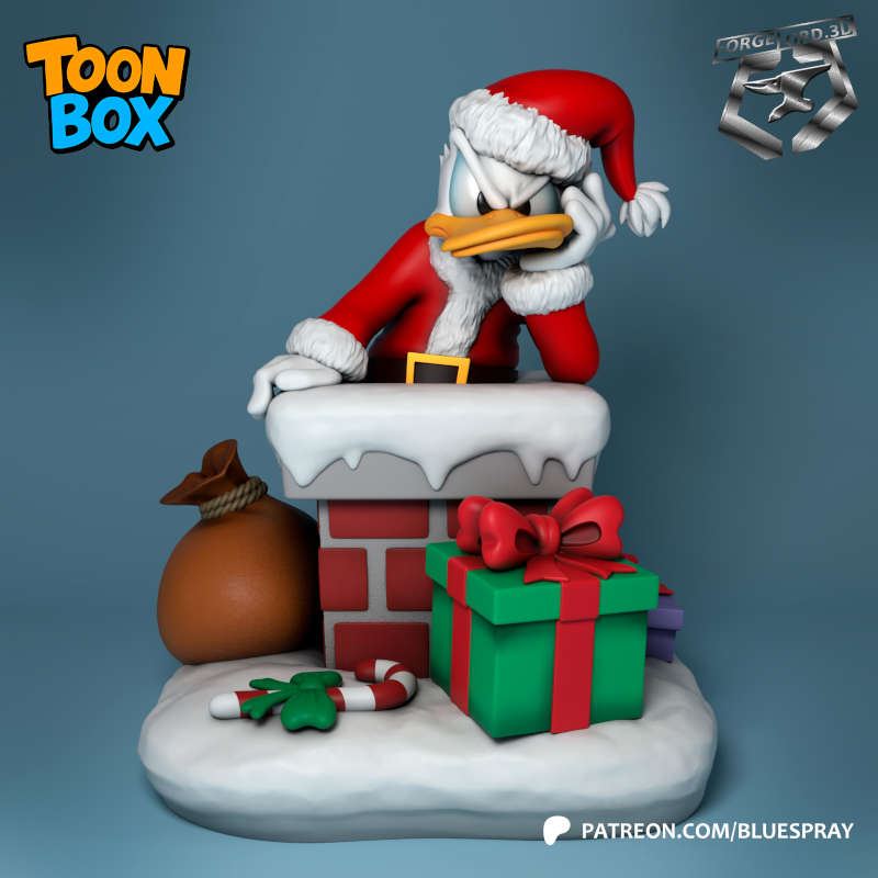 Santa Donald Duck-Blue-Spray--figurines-fantasy-tabletop-RPG-3D-miniatures