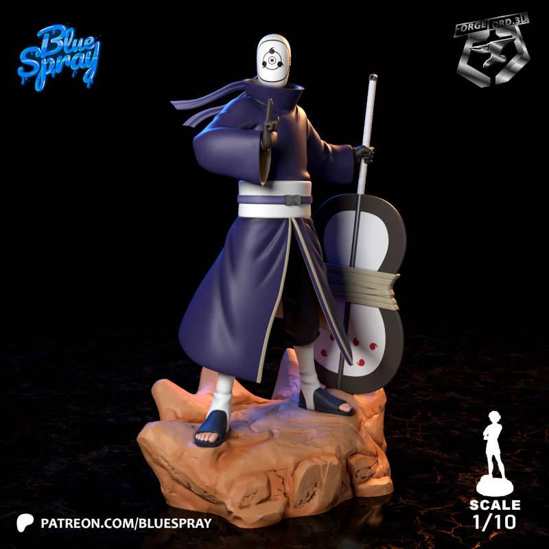 Tobi War Mask-Blue-Spray--figurines-fantasy-tabletop-RPG-3D-miniatures