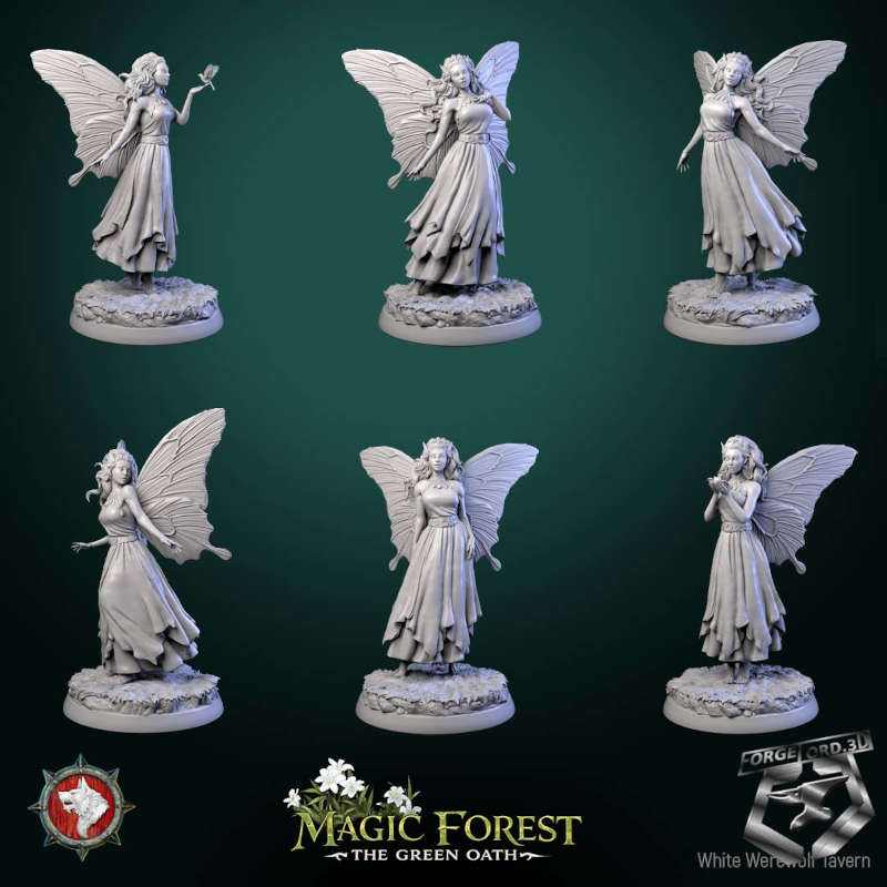 Fairies-set-32mm-figurines-fantasy-tabletop-RPG-3D-miniatures-white-werewolf-tavern