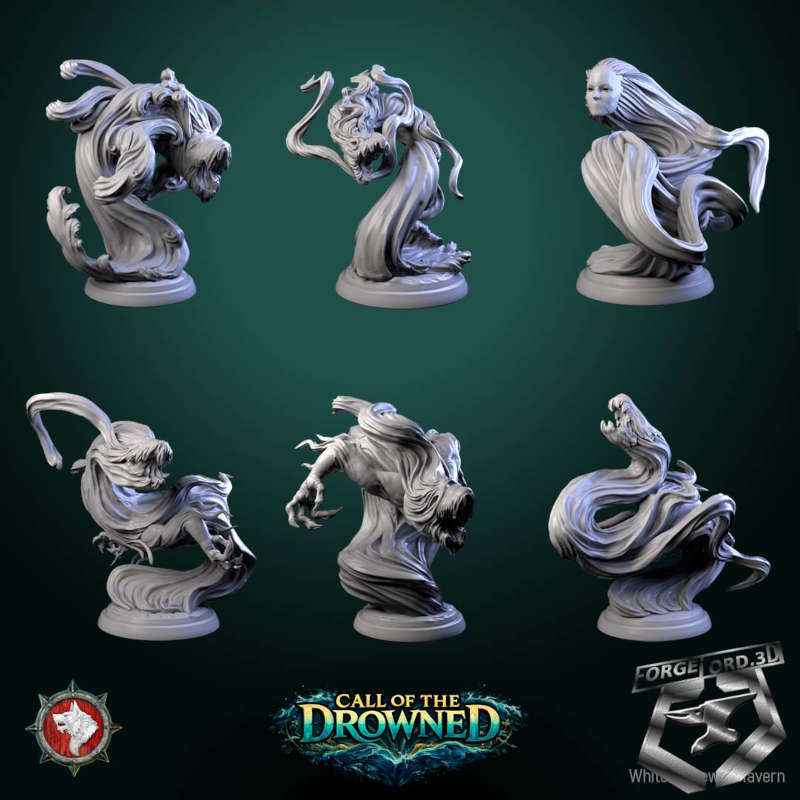 Water Elementals-set-32mm-figurines-fantasy-tabletop-RPG-3D-miniatures-white-werewolf-tavern