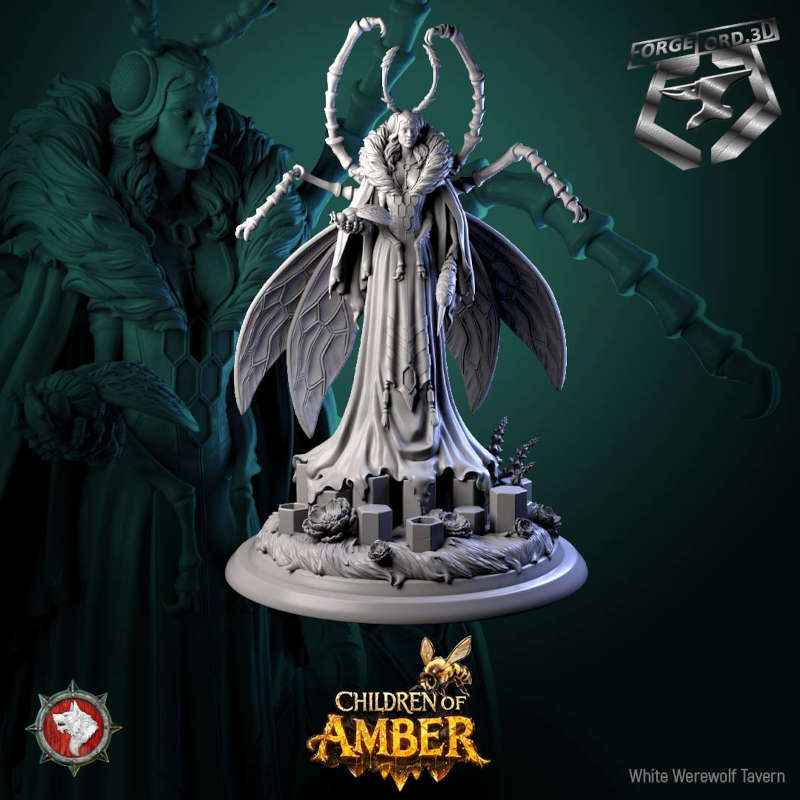 The Amber Queen-statue-75mm-figurines-fantasy-tabletop-RPG-3D-miniatures-white-werewolf-tavern