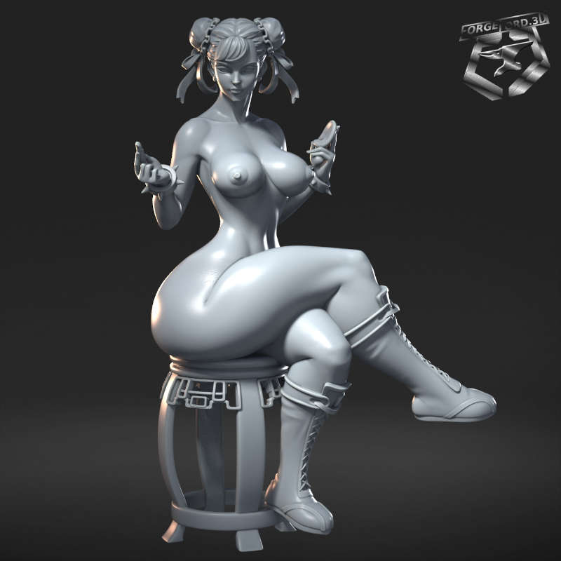 Chun Li-statue-75mm-RN-Estudio-figurines-fantasy-tabletop-RPG-3D-miniatures-nude